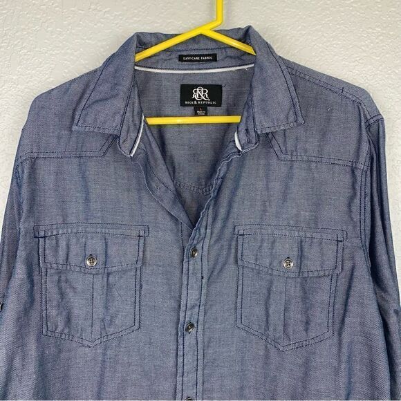 Rock & Republic Ladies Denim Dress Shirt, Long Sleeve Blue Size Large - Picture 12 of 12